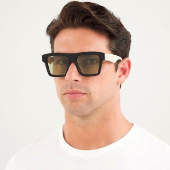 Gucci GG0962S 004 Sunglasses Black White Ivory Green Square Oversized Unisex - Picture 1 of 10